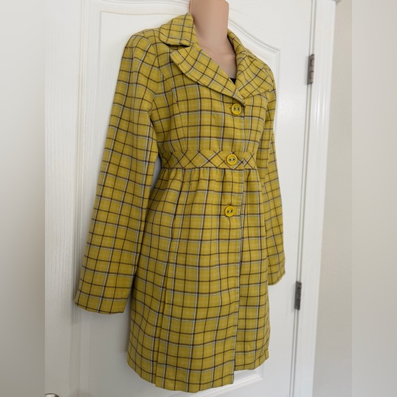 Susina From Nordstrom Lightweight Yellow Plaid Flannel Button-Up Coat, Size M - Picture 2 of 13